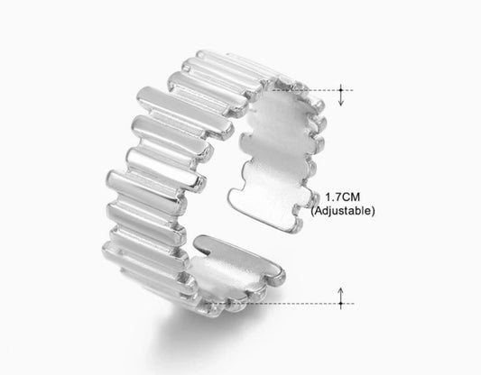 Bagues Ouvertes En Acier Inoxydable Plaquées Avec Motif Géométrique Classique De Base